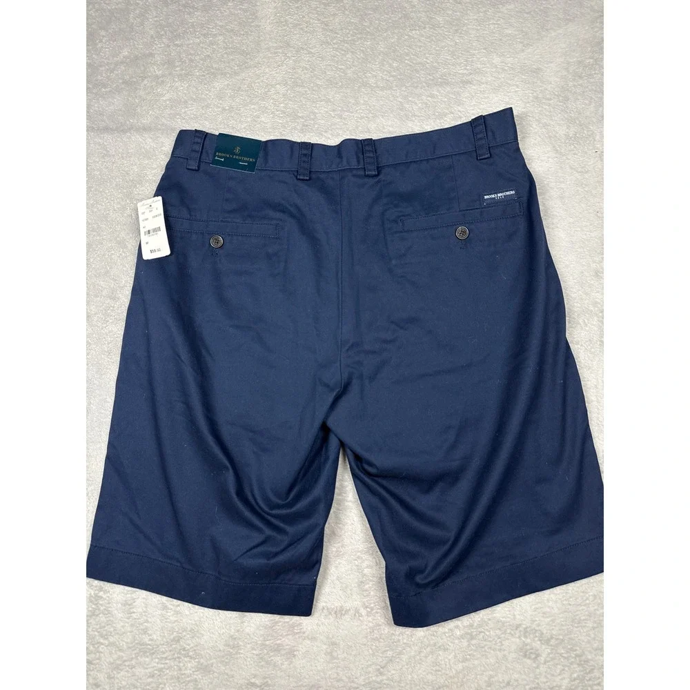 Brooks Brothers Chino Shorts Mens 32 Navy Blue Stretch Flat Front 100080203